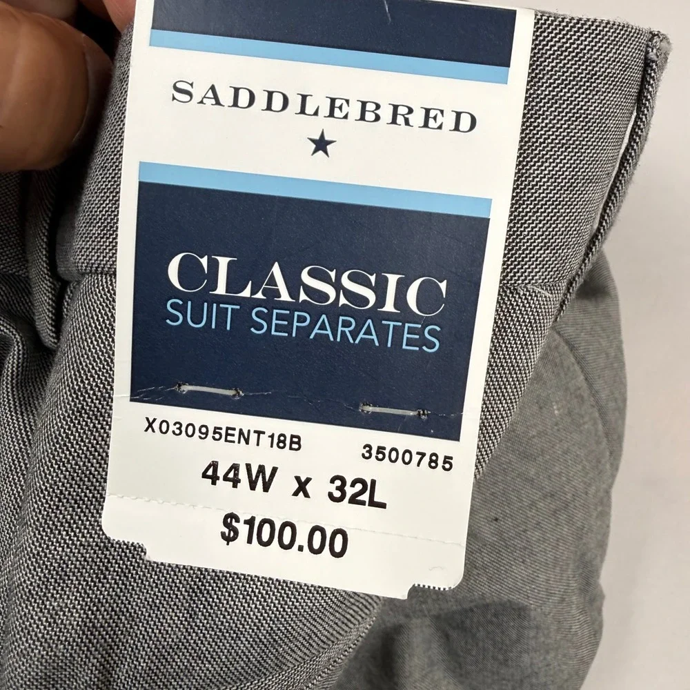 Saddlebred Martin Classic Suit Separates Pleated Pants Grey 44W x 32L NWT